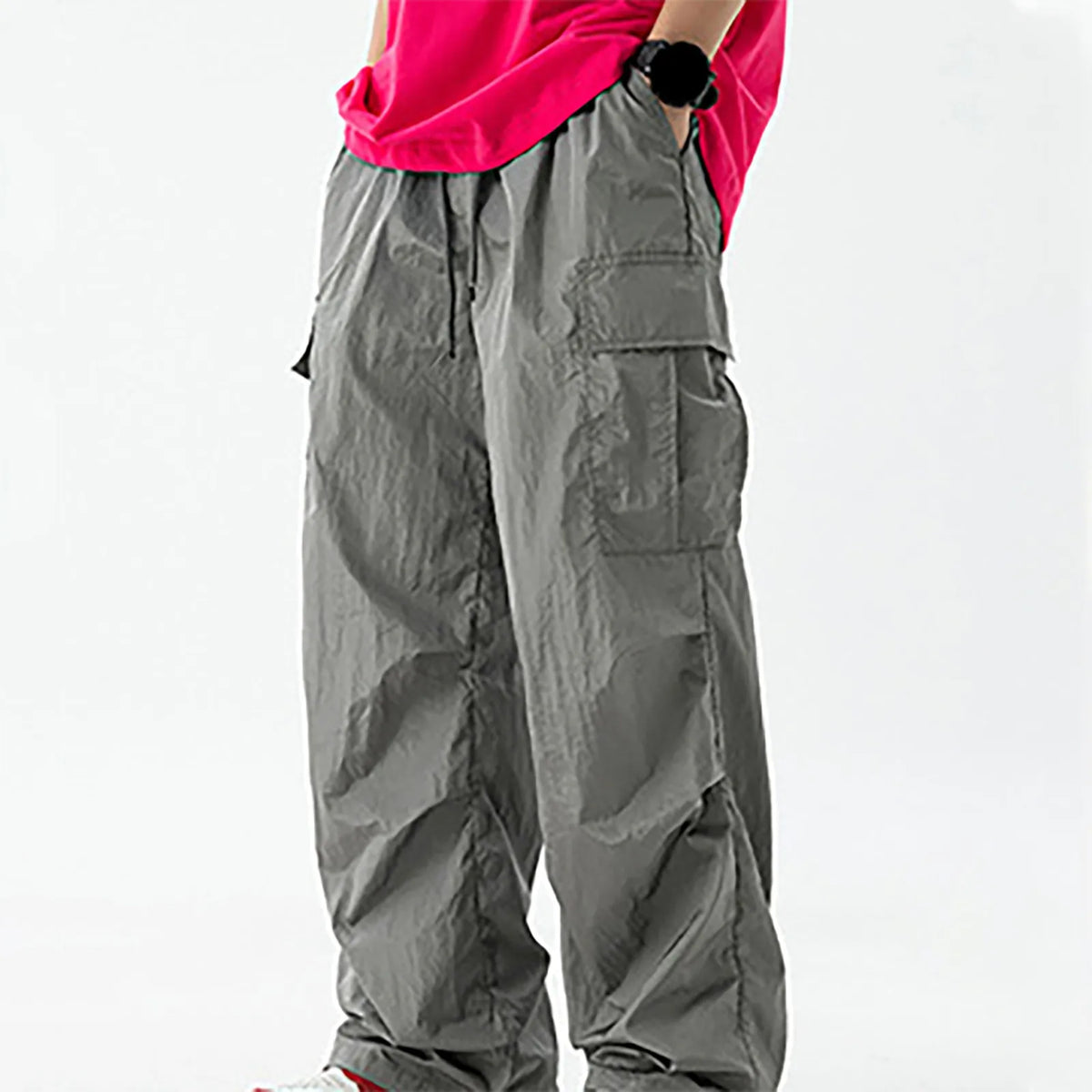Oversized Carga Parachute Pants Men Y2k Hip Hop Streetwear Vintage Wide Leg Jaggers Baggy Casual Sweatpants.