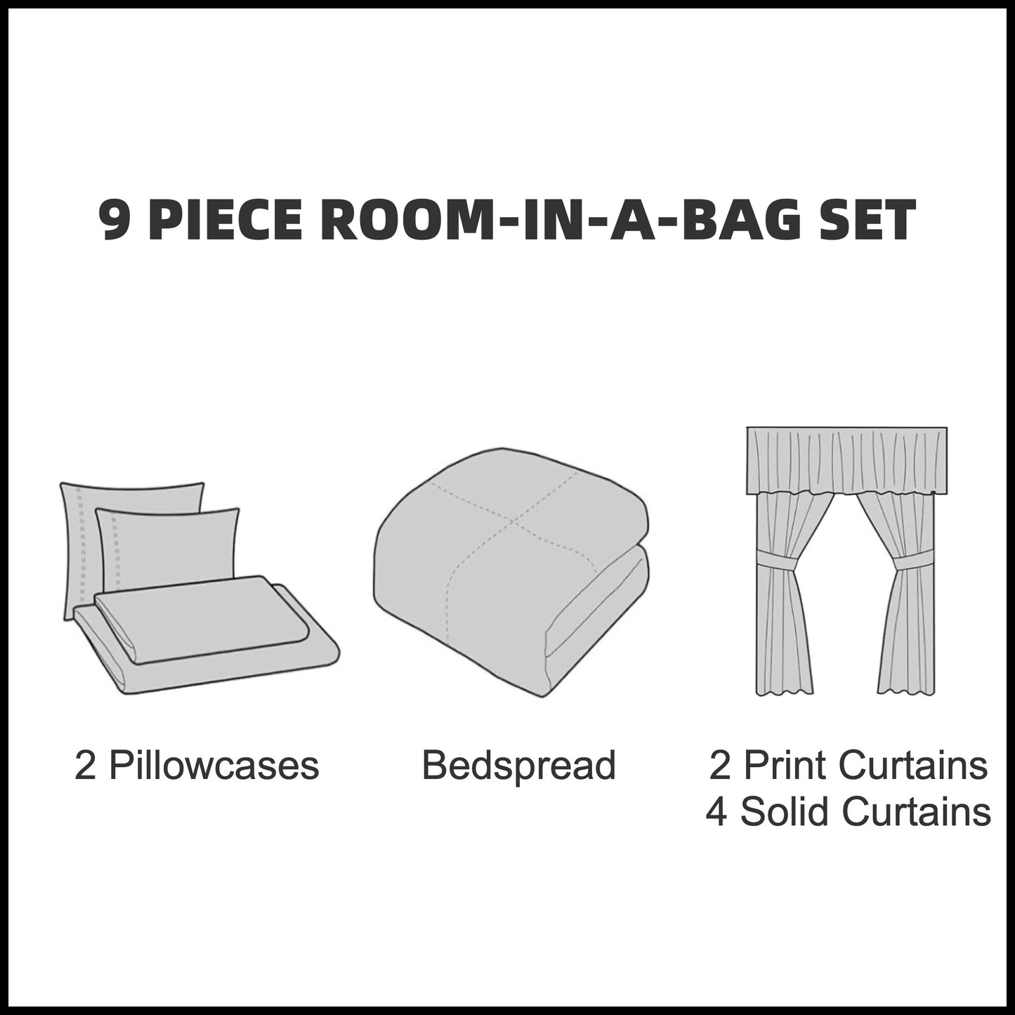 9pcs In A Bag Thick Touch Bed Cover Curtain Set, Upgraded Luxury Bedspread Set, Bamboo Microfiber All Season Bedding-Set for Hom