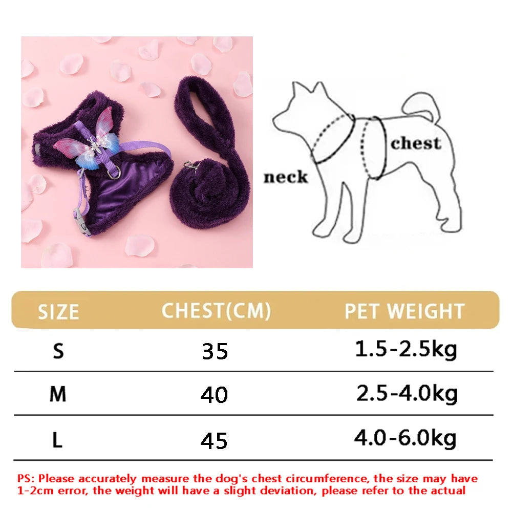 New Breathable Cute Cat Harness Set Butterfly Small Dog Harness.