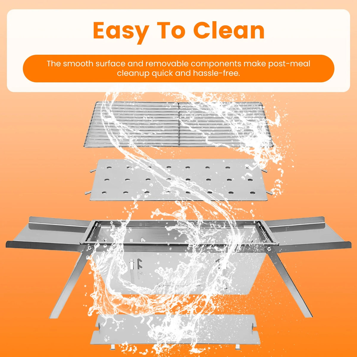 Foldable Charcoal BBQ Grill Stainless Steel Grill. Tabletop Barbecue Grill