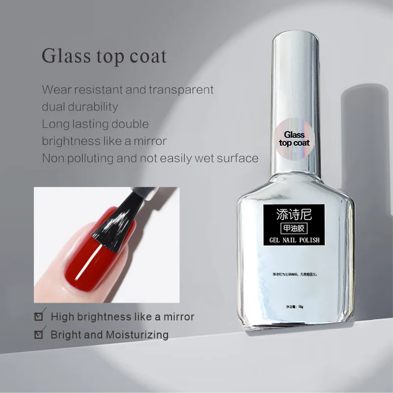 Professional Glass Top Coat Nail Gel for Perfect Manicure Finish