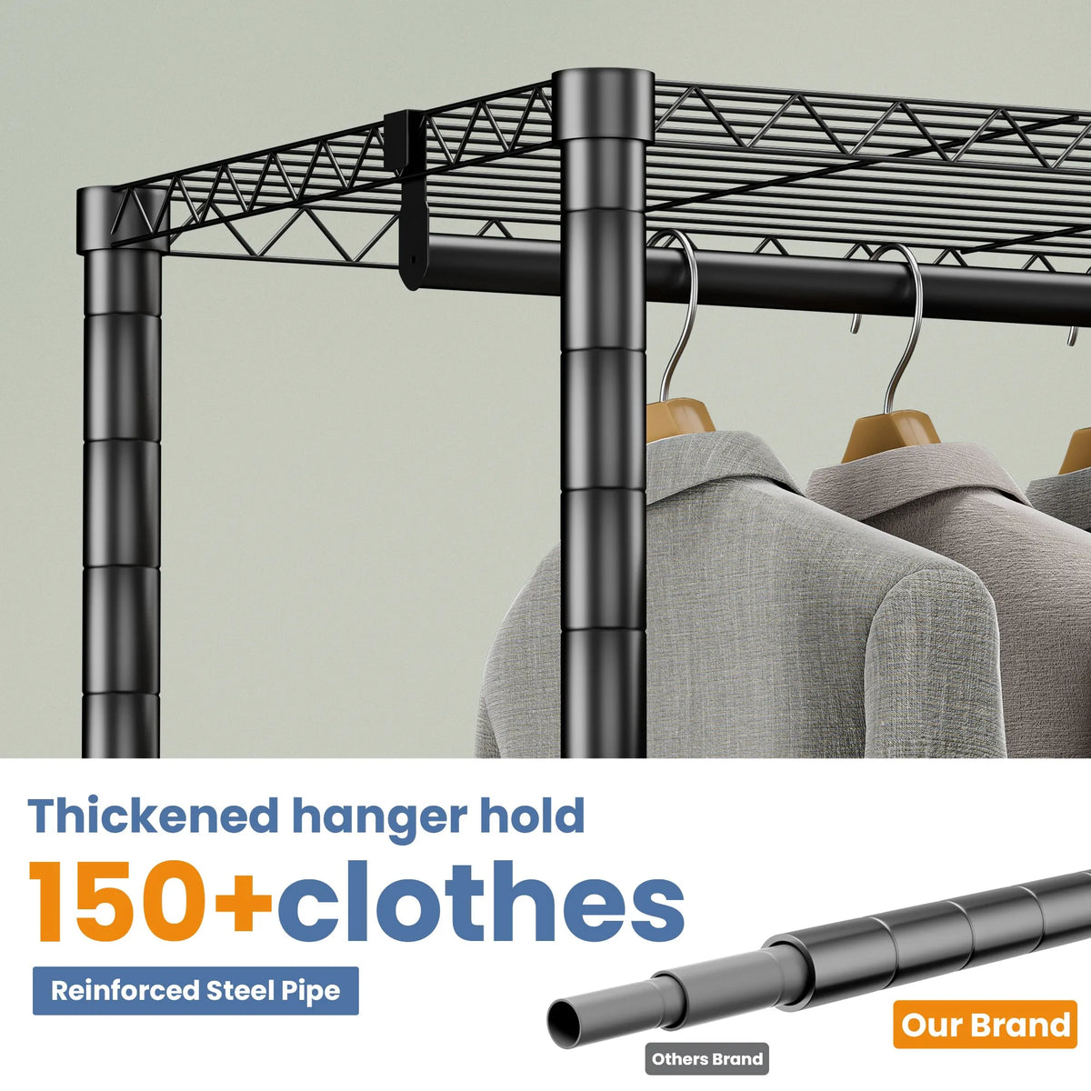 Portable Closet Wardrobe Storage Clothes Rack with Adjustable Non-Woven Fabric Cover