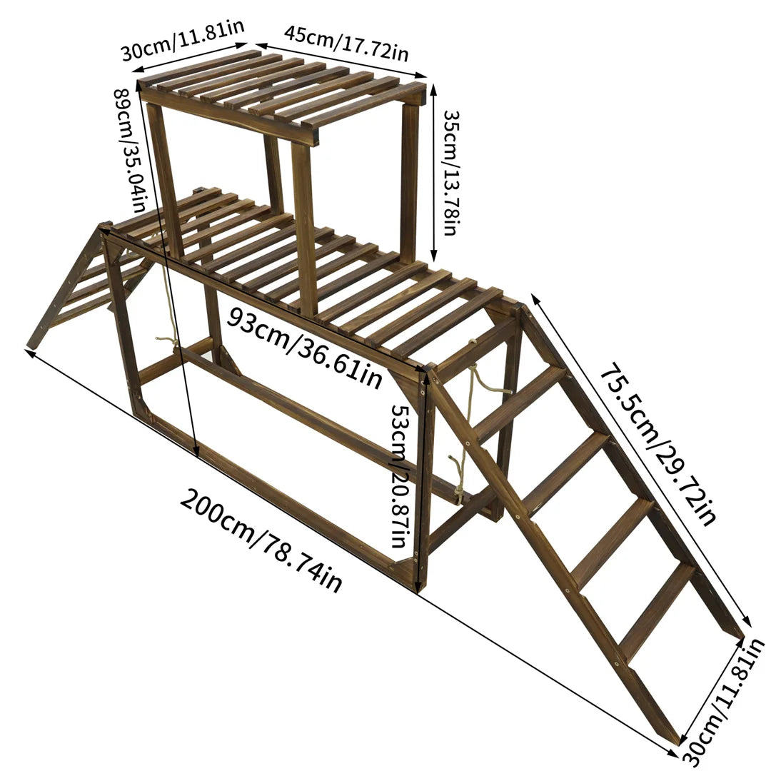 Pine Wood Chicken Perch Swing with Roosting Bars & Climbing Ladder,