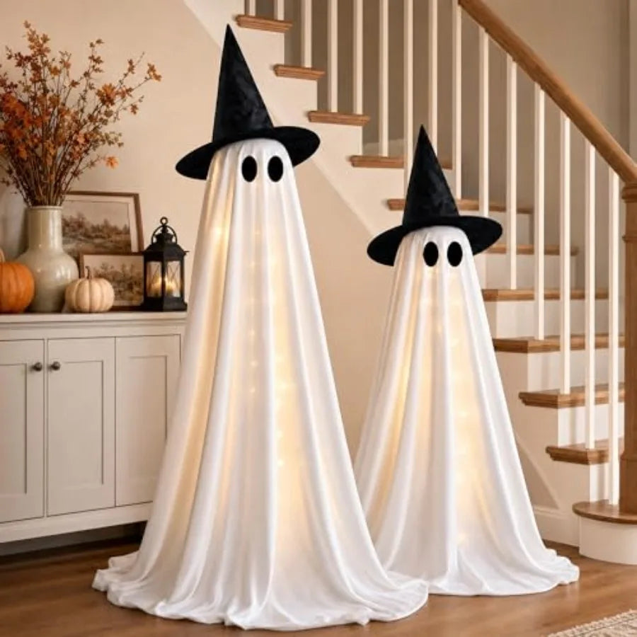 Halloween Decorations Indoor - 2 Pack Light Up Ghosts Easy to Assemble Adjustable Height Spooky .
