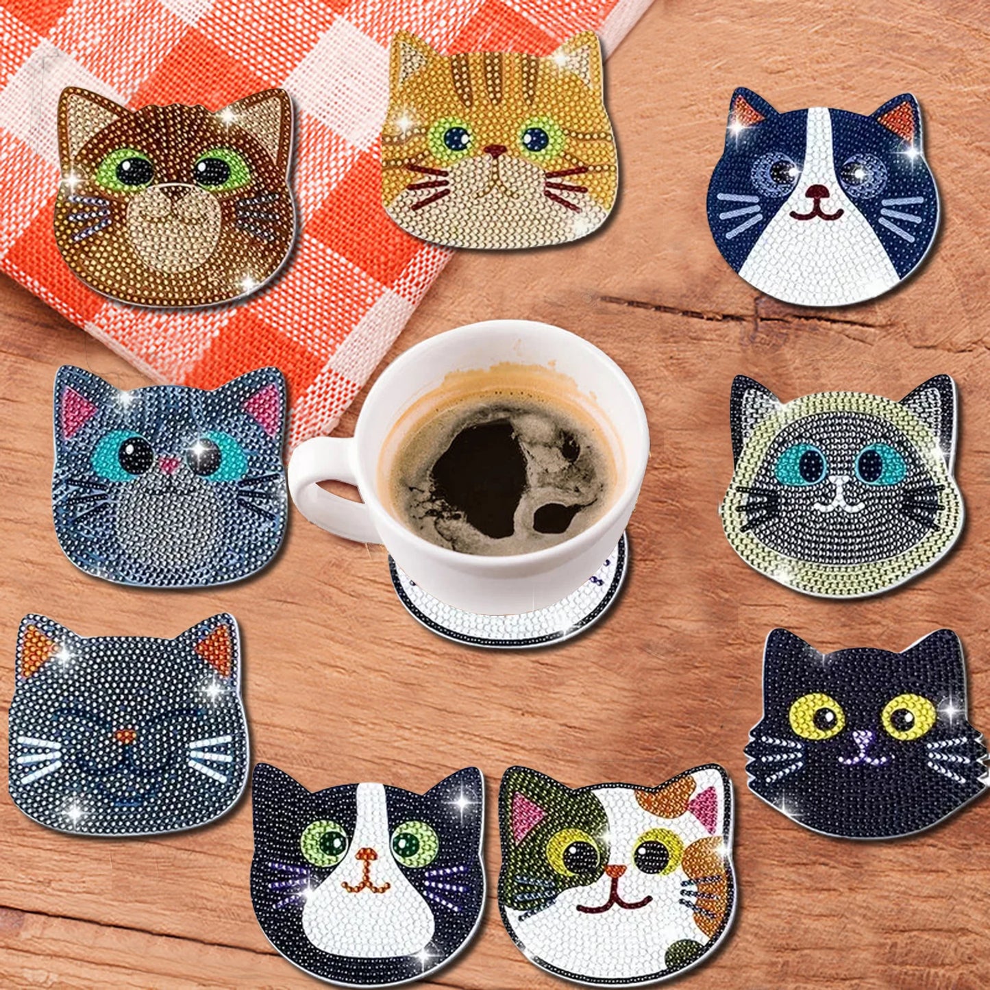 10-piece diamond painting coaster set,