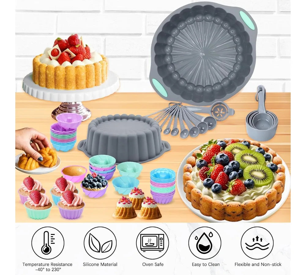 72-Piece Silicone Bakeware Set, Nonstick Oven Pans