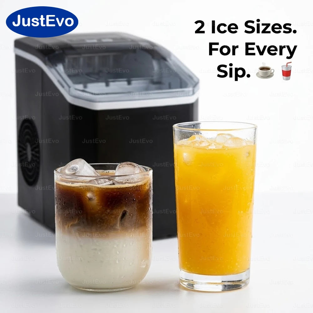 JustEvo Countertop Portable Ice Maker Machine with Auto-Clean 6-12 Mins Fast Ice 2 Bullet Ice Sizes .