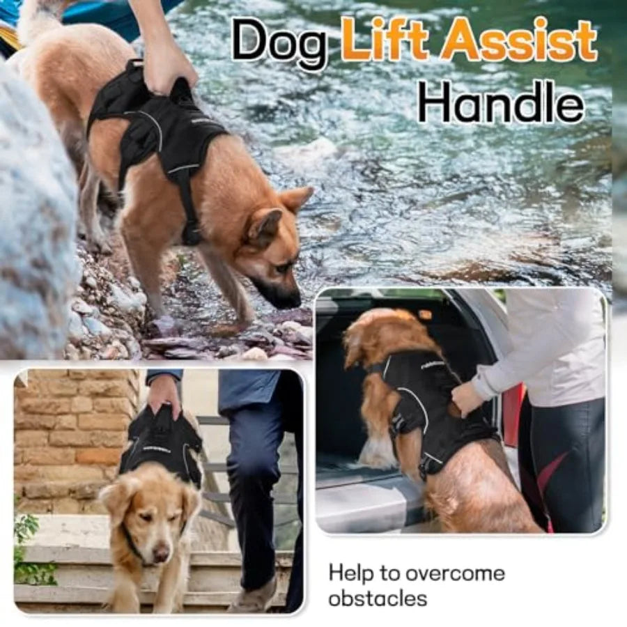 Escape Proof Dog Harness for Large, No Pull with Lift Handle No Escape, Full Soft Padded, Reflective Adjustable Vest, Leash