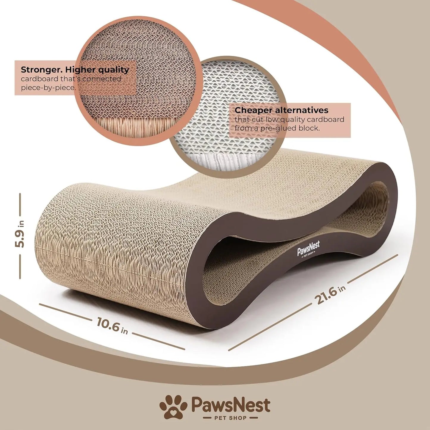 21.6" Cat Scratcher Lounge, Reversible Cardboard