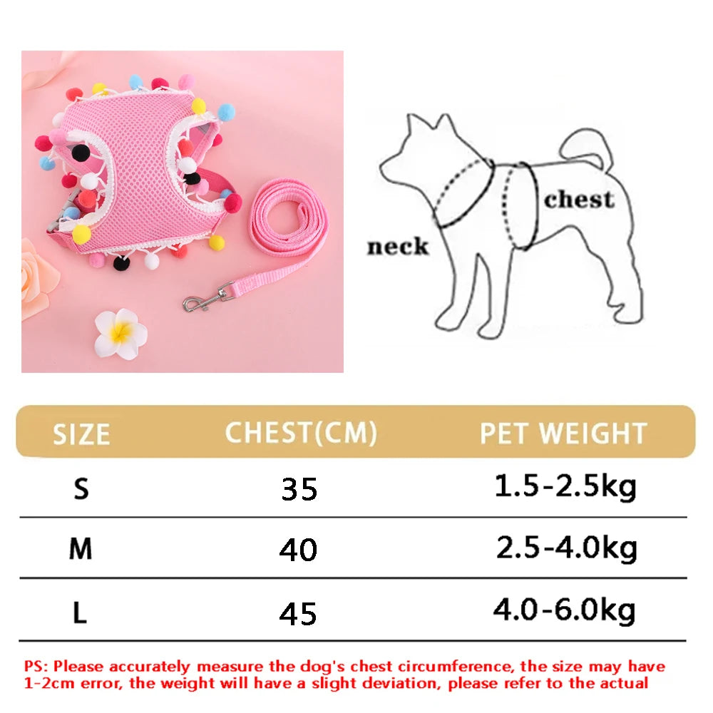 New Breathable Cute Cat Harness Set Butterfly Small Dog Harness.