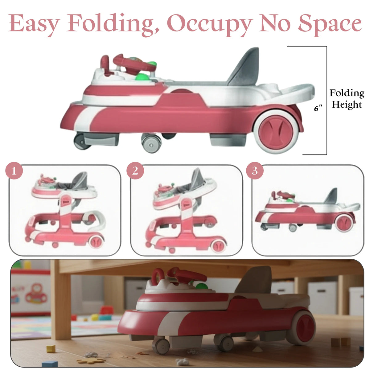 4 in 1 Baby Walker Toddler Baby Push Walker with Sunshade, Removable Feeding Tray .