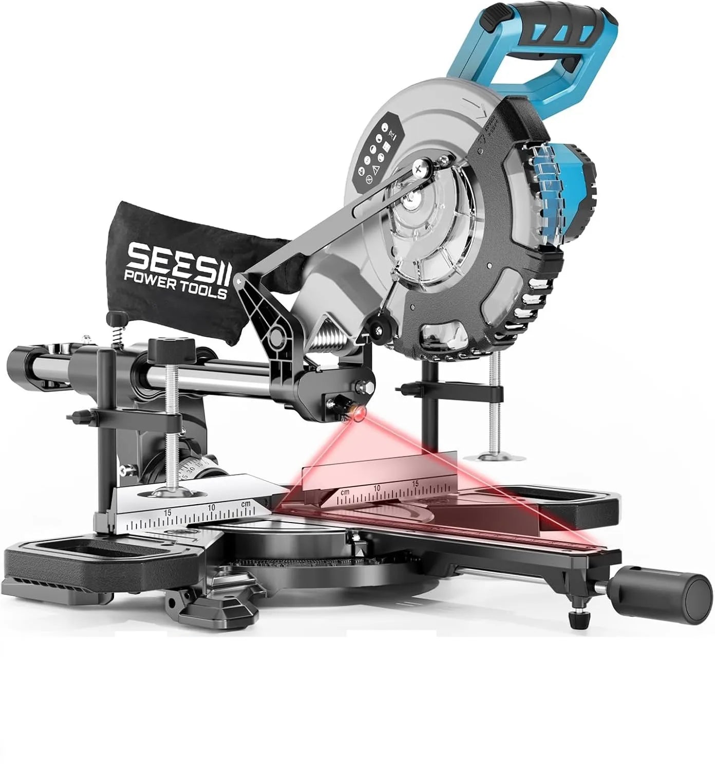 8-Inch Sliding Compound Miter Saw Cordless Power Miter Saw with Laser Guide 2 pcs 5000 . Batteries Single Bevel 45° 24T TCT Blade Max Cut 2.5×12-inch .