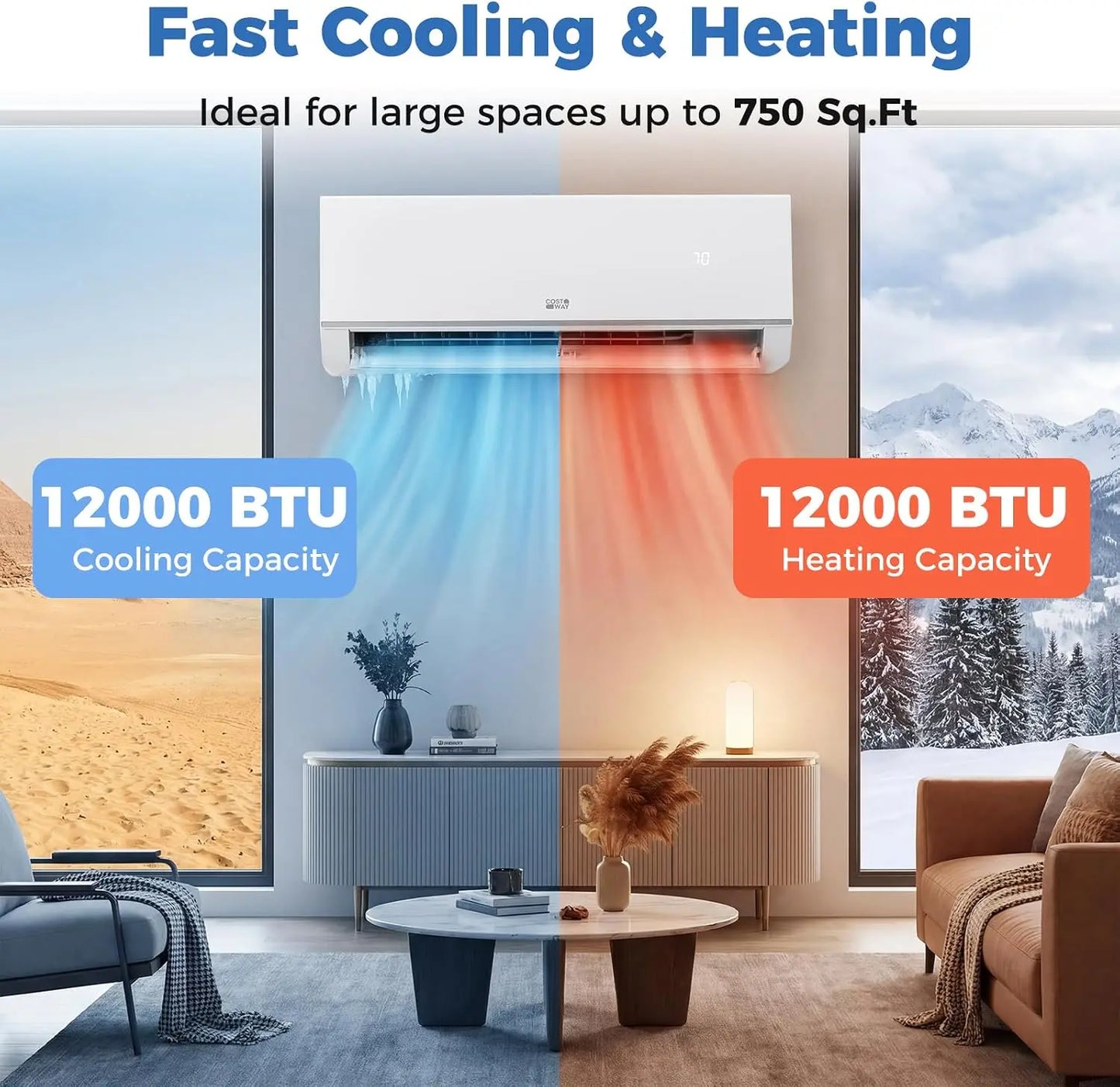 12000 BTU Mini Split Air Conditioner & Heater, 20 SEER2 115V Wifi Enabled Energy Efficient Inverter .