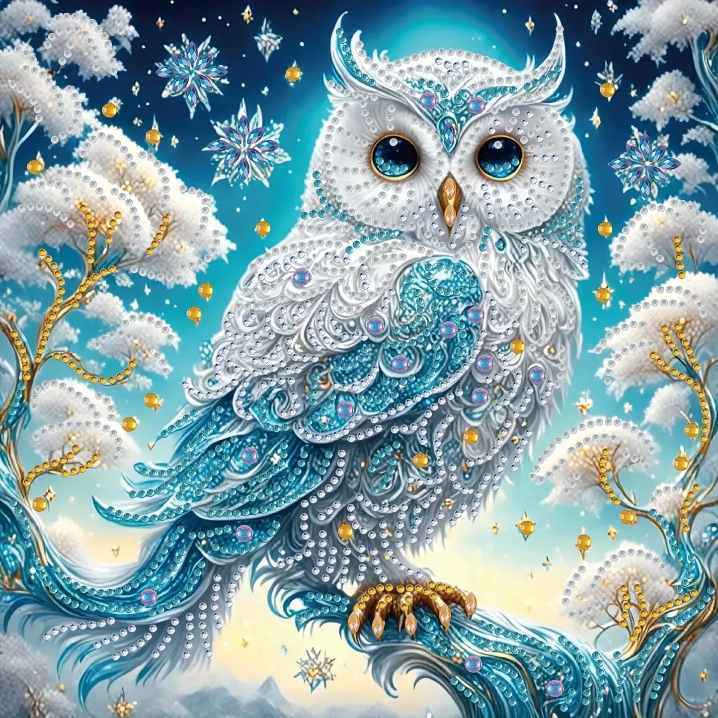 Charming DIY 5D Owl Diamond Painting Set on Tree Branches - .