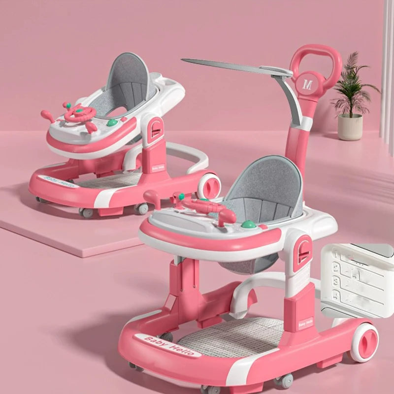 4 in 1 Baby Walker Toddler Baby Push Walker with Sunshade, Removable Feeding Tray .
