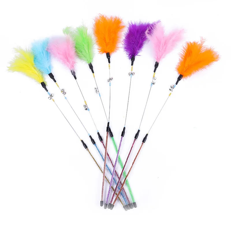 5pcs Funny Kitten Cat Teaser I with Bell and Feather