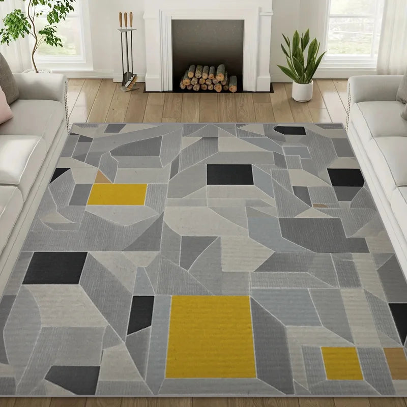 Nordic Minimalist Geometric Color Block Large Living Room Carpet