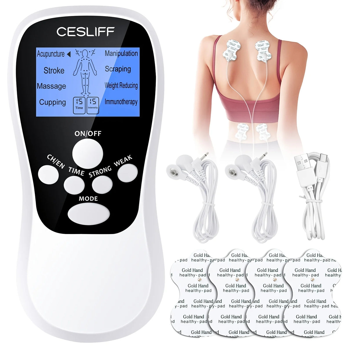 Digital TENS Unit with Accessories | Deep Muscle Stimulation for Back, Neck and Hip Relief | Nerve Pain, Tendonitis, Arthritis, Stiffness and Inflammation Management .