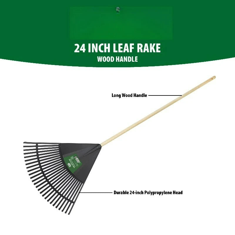 24-inch Wood and Poly Leaf Rake