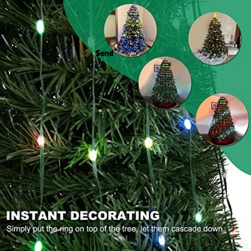 1.8CM/2.1CM RGB Christmas Tree Waterfall Lights With Star Topper,APP Remote Control . Multicolor Fairy Light