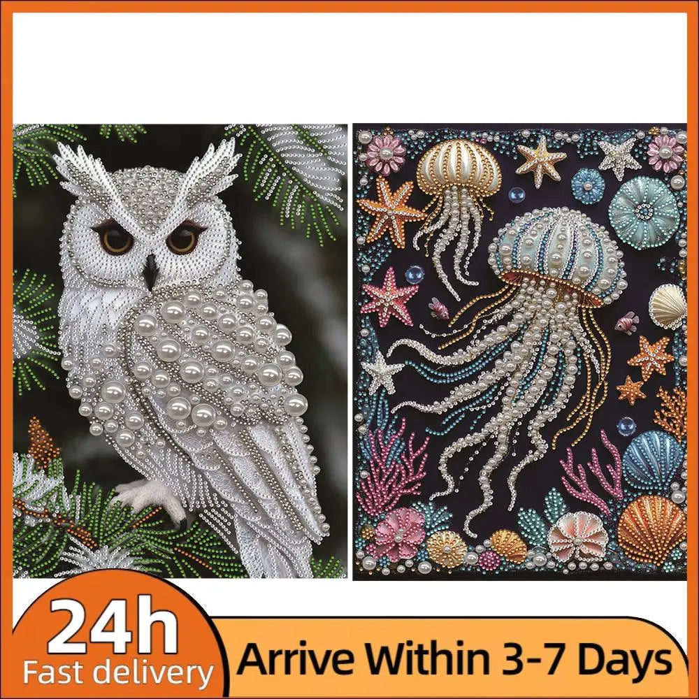 Owl Jellyfish Special Shaped  Diamonds Paintings 30x40cm