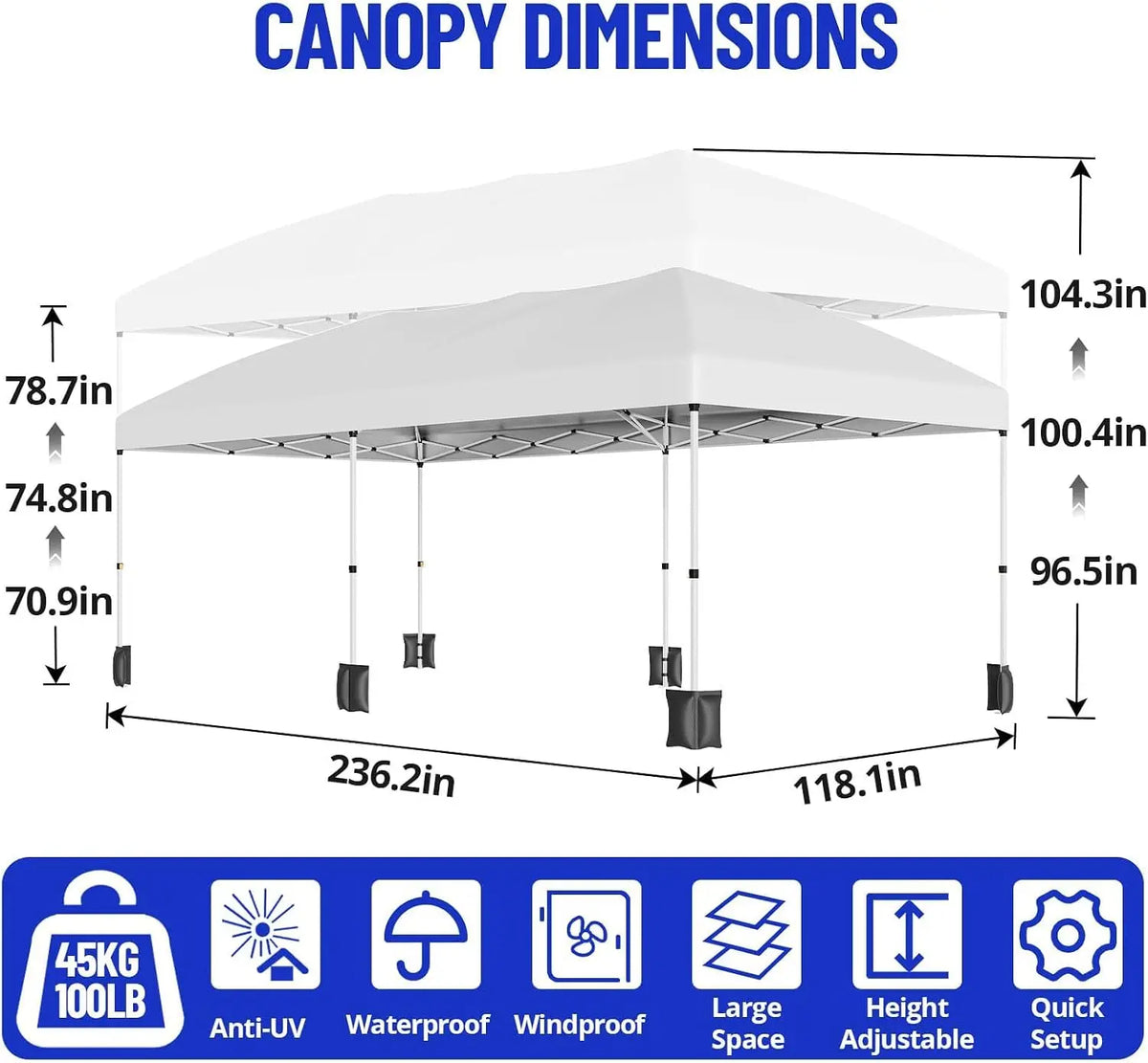 10x20ft Pop‑Up Canopy Tent w/Window Sidewalls  Folding Gazebo Tent . Waterproof Outdoor Shelter Light-transparent Sidewall Windows . 0xford Fabric