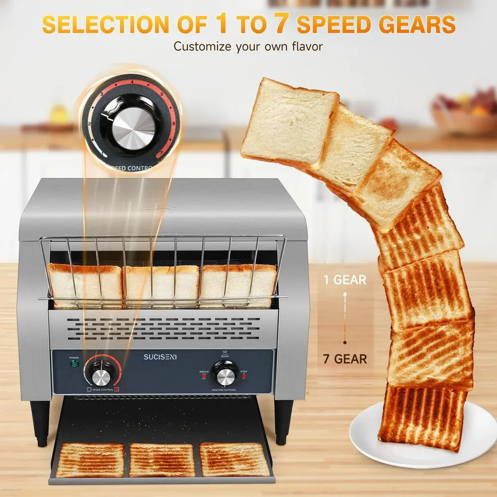 Commercial Conveyor Toaster .3 Slice at Time 2600W Bun Toasters with Dual Heating Tube for Bagel