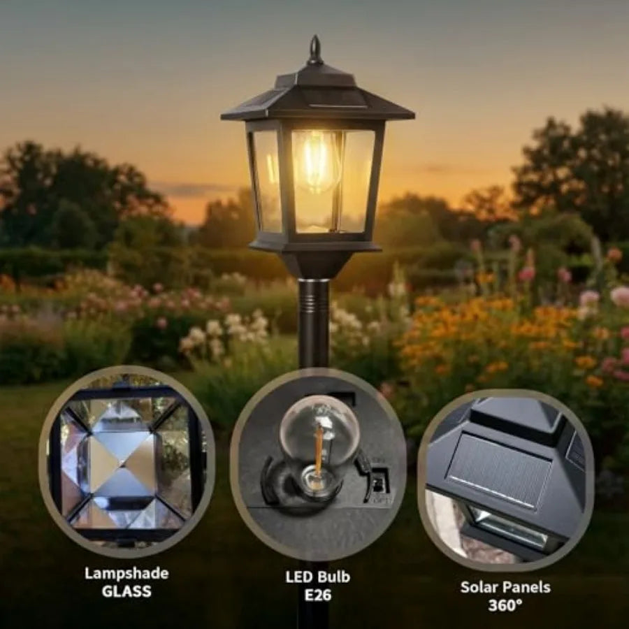 Outdoor Solar Post Lights, 2-Pack 63" Dusk to Dawn Solar Lamp Posts, Waterproof Floor Lamps.