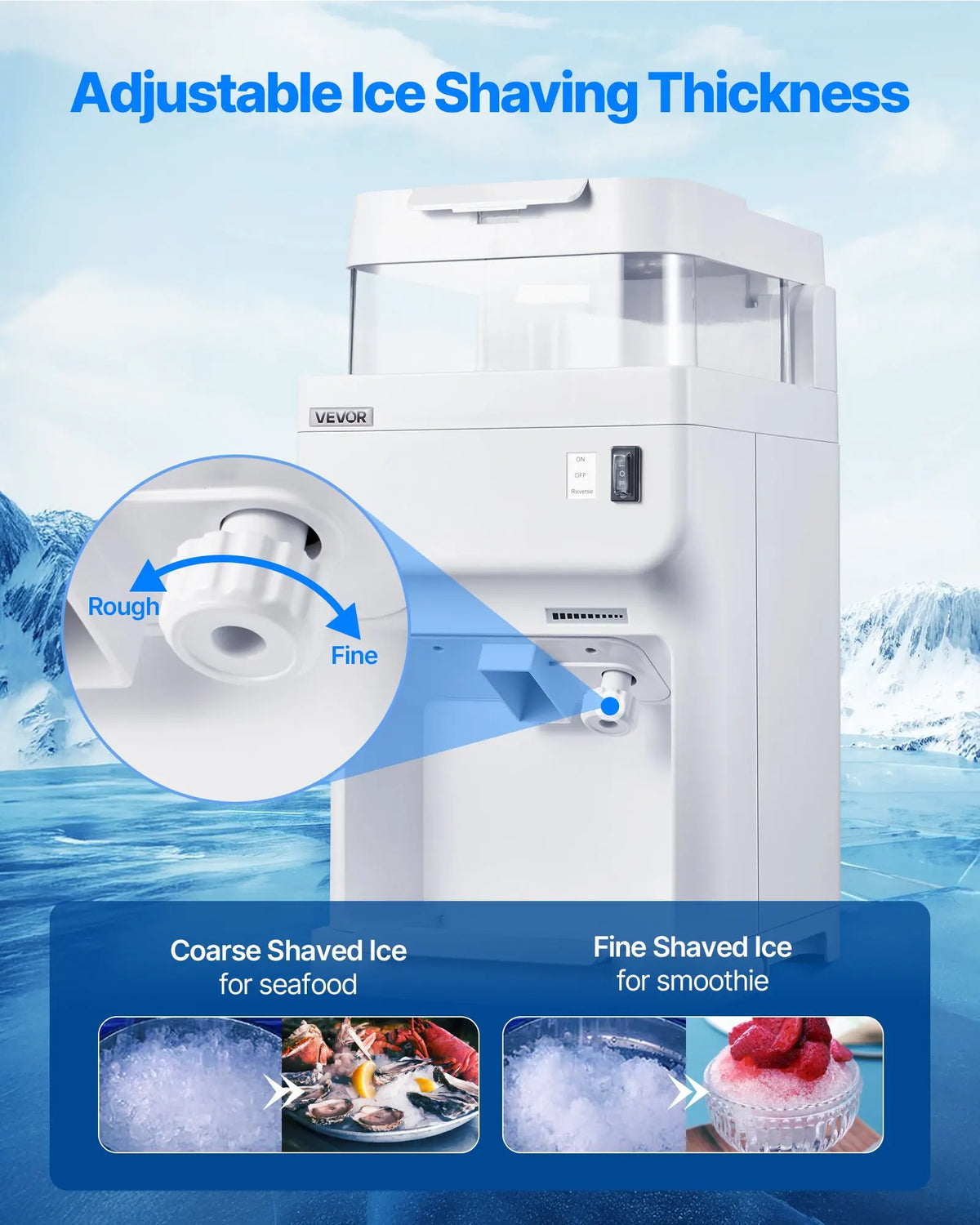 Commercial Ice Shaver 220LBS/H Electric Ice Crusher.White