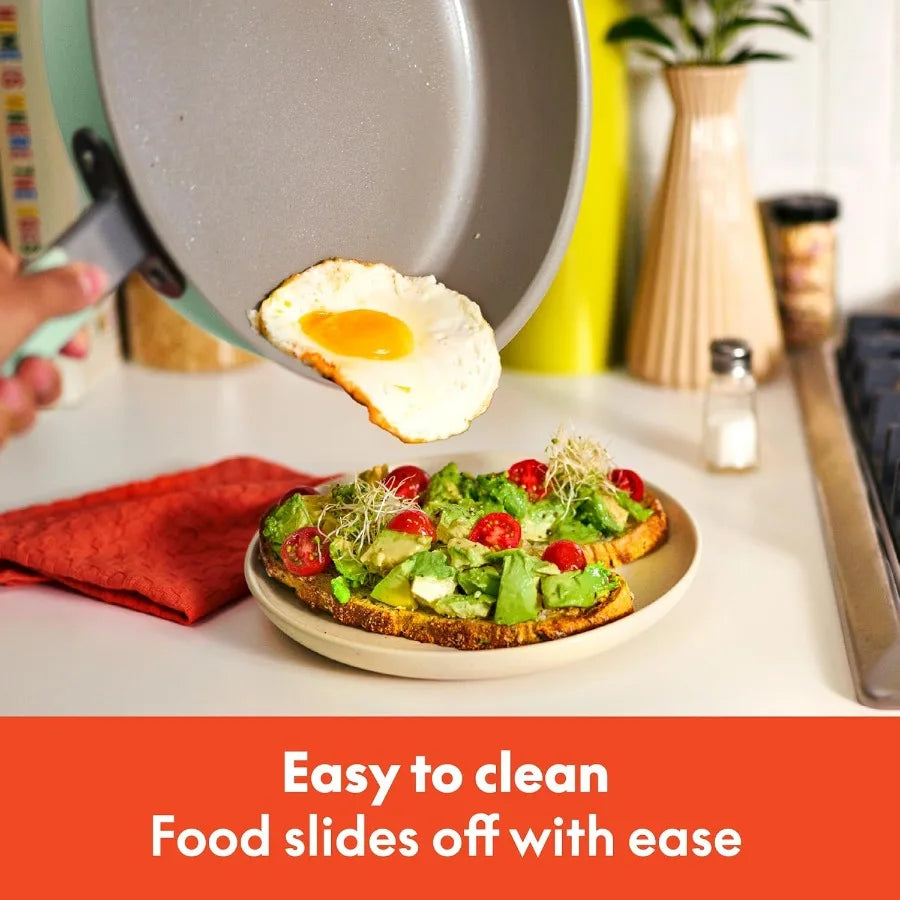 9 Piece Ceramic Nonstick Cookware Set Fitsanywhere™ Kitchenware w EverGood™ Coating Dishwasher and Oven Safe All Stovetops.
