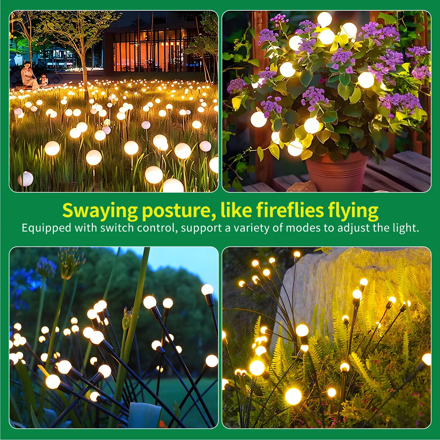 8-Head Waterproof Solar Firefly Lights LED Solar Outdoor Decorative Garden Lights