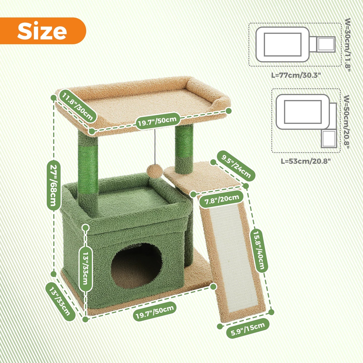 Small Cat Tree for Indoor Cat Tower with Sisal Scratching Post and Pad Wide Top Perch.