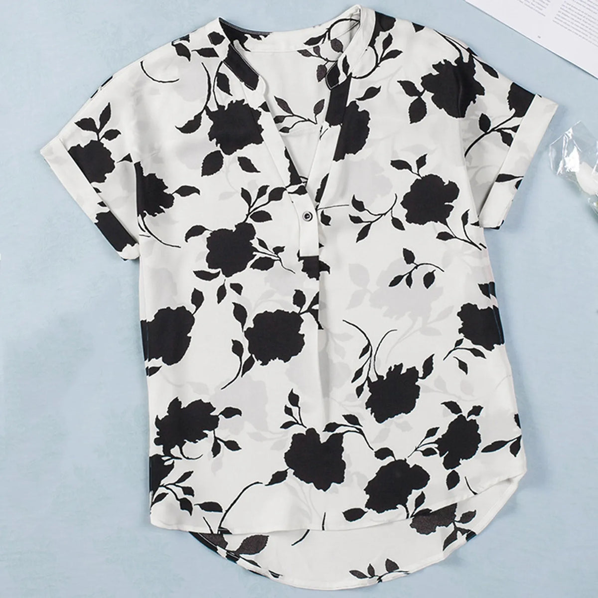 Blouses For Women Plus Size On Offer Floral Print Short Sleeve Shirt Loose.