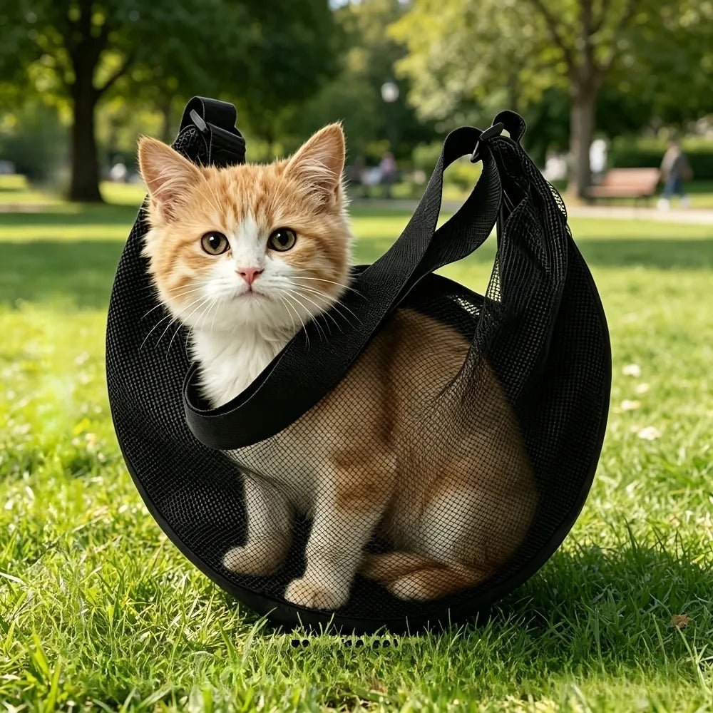 1pc Unisex Breathable Mesh Pet Carrier Sling Bag Crossbody Wearable .