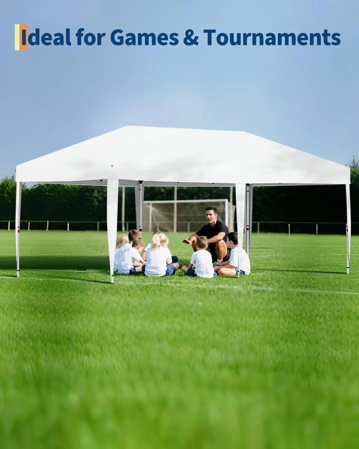 10x20 Pop Up Canopy with 6 Sidewalls,. Heavy Duty Outdoor Instant Canopy Tent with Portable Roller Bag, Silver Coated Top, 3 Adjustable Height, Sandbags, White
