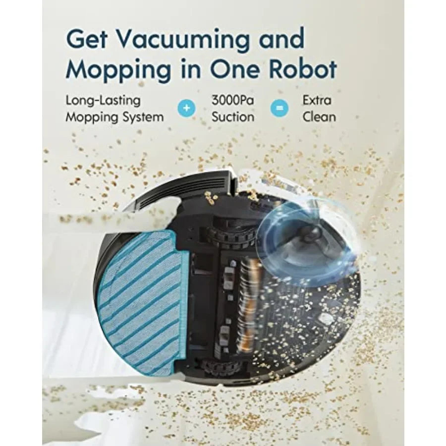 Vac Station Robot Vacuum and Mop for Home Use Plastic, Black Self-Emptying 3-in-1 Cleaner .