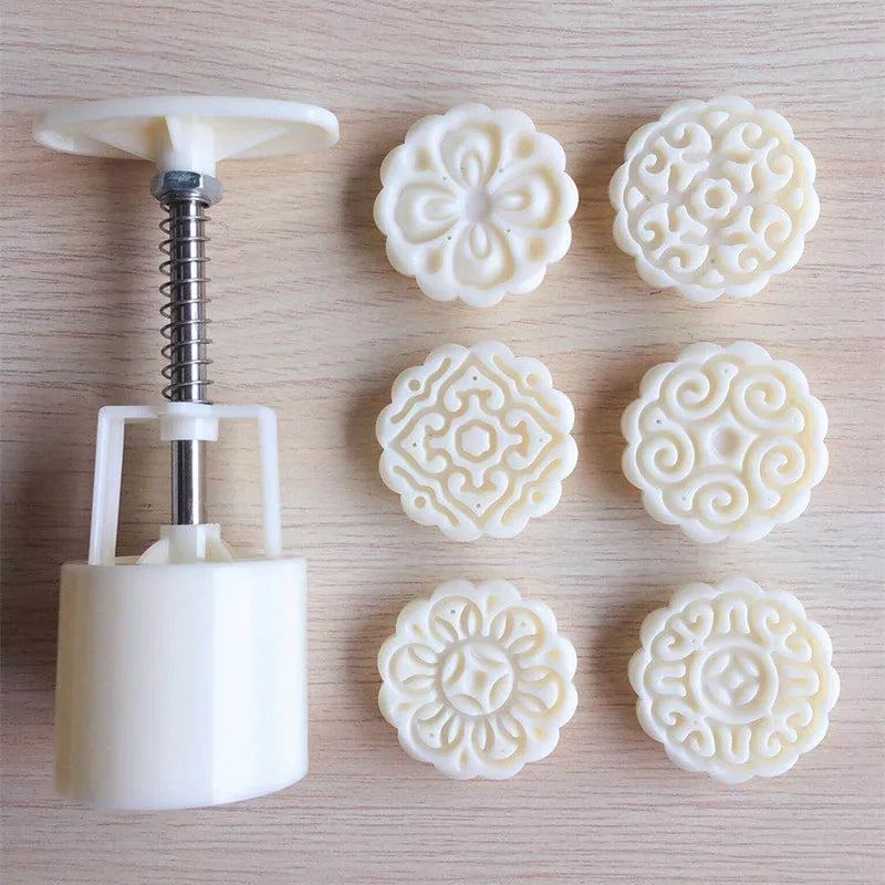 6pcs/set Flower Shaped Cake Mold Hand Pressure Fondant Moon