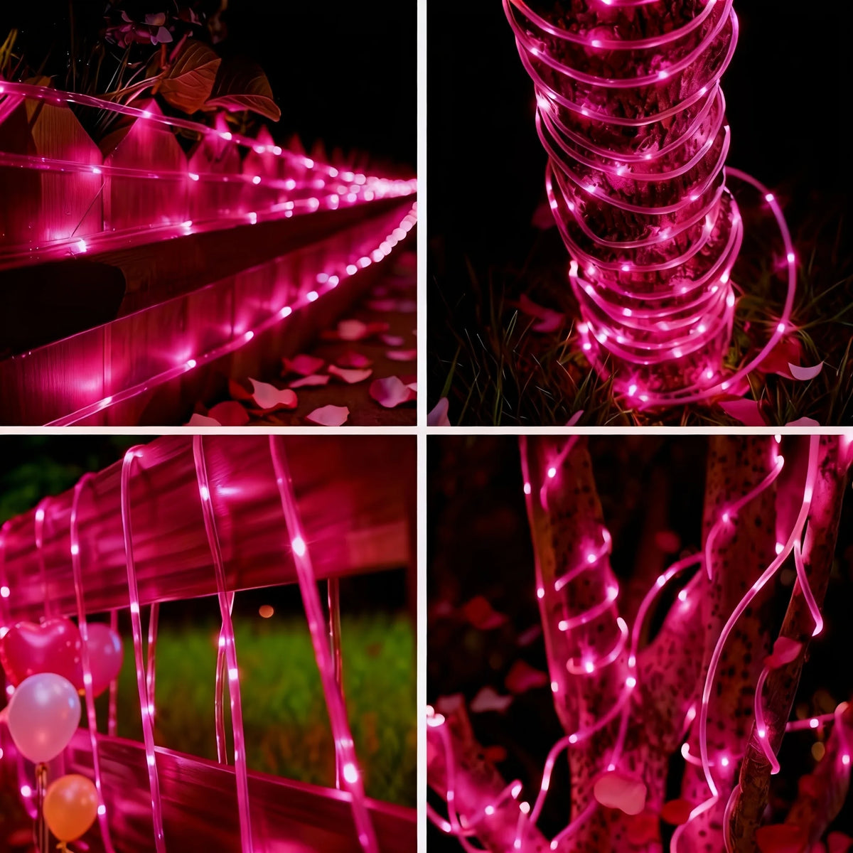 New 1 Sets of Valentine's Day Outdoor Tubular String Lights, 100 LED String Lights, Waterproof Fairy Lights, 8 Lighting Modes, .