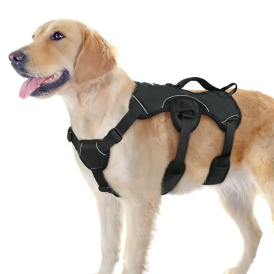 Escape Proof Dog Harness for Large, No Pull with Lift Handle No Escape, Full Soft Padded, Reflective Adjustable Vest, Leash