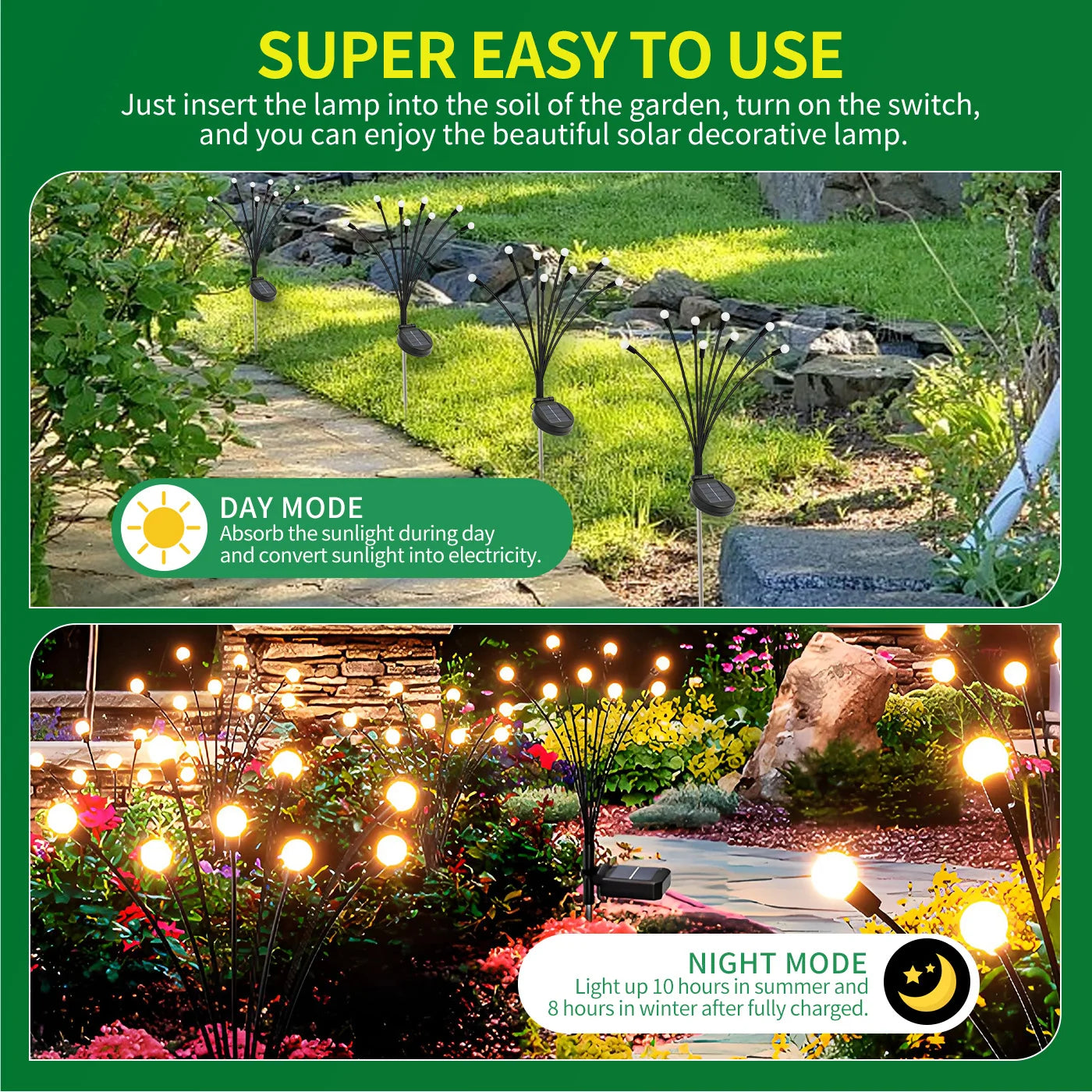 8-Head Waterproof Solar Firefly Lights LED Solar Outdoor Decorative Garden Lights