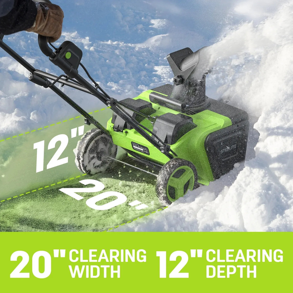 Deli 2x21V Cordless Snow Blower 20 Inch Brushless Snow T.2 Batteries and Charger .