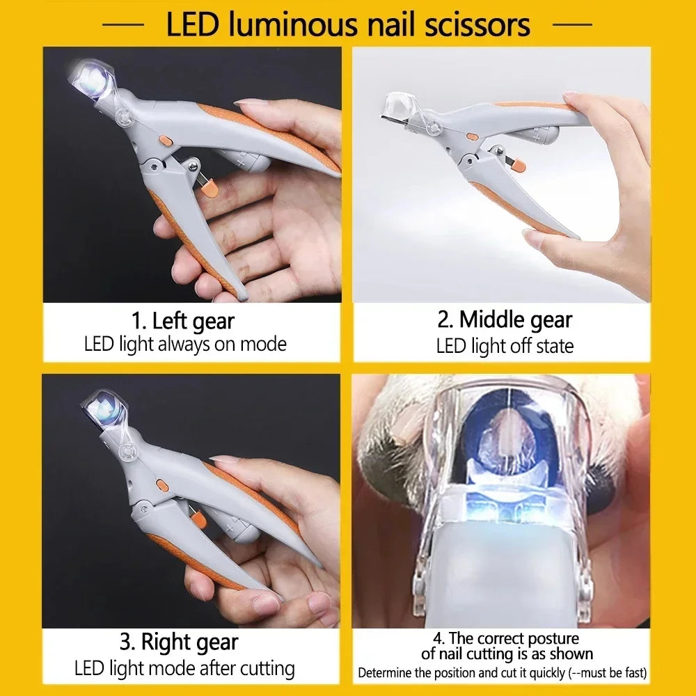 Professional Pet Nail Clipper Scissors With LED Light Cat Dog Nail Clipper