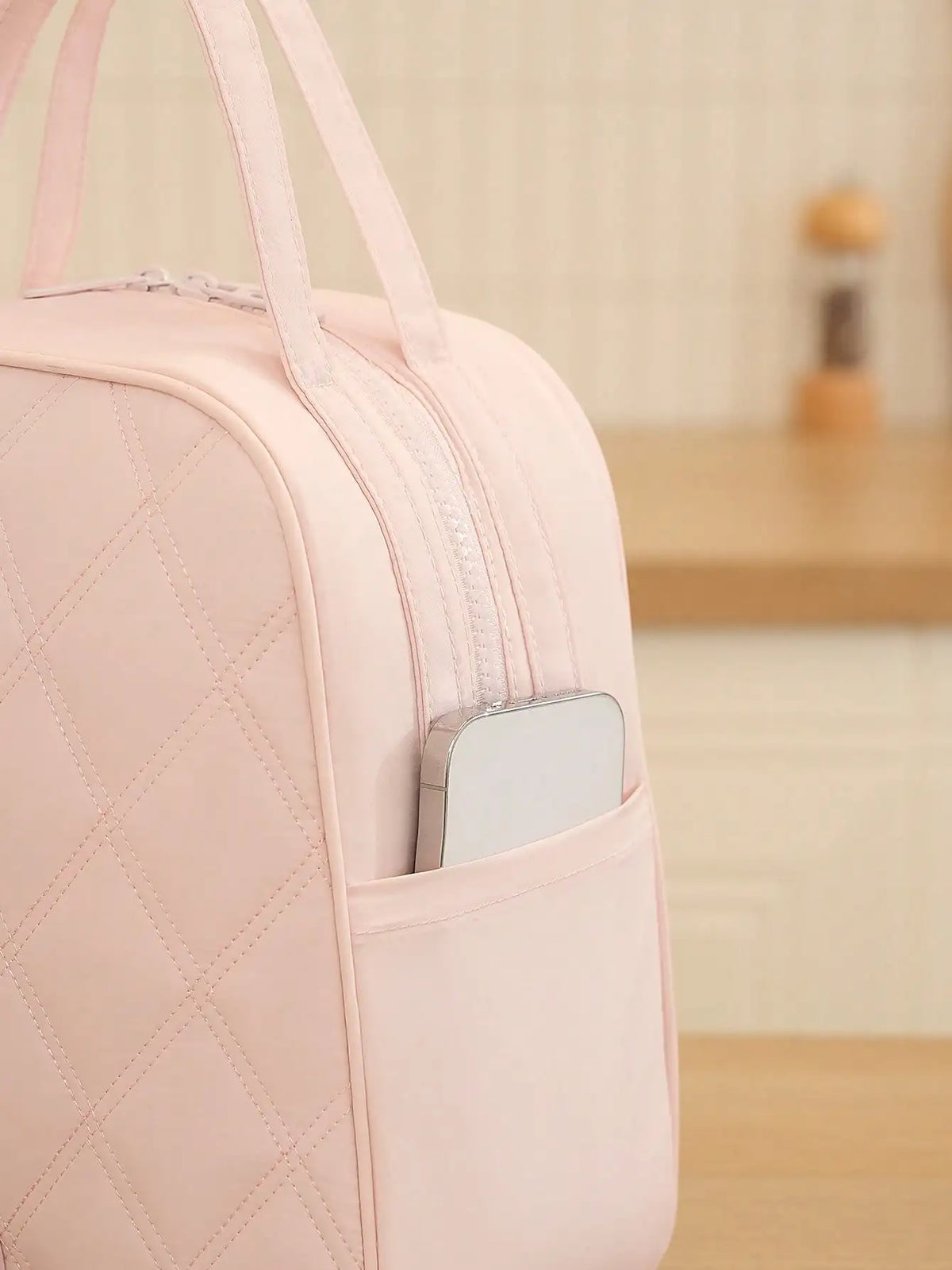 1pc Large Capacity Quilted Insulated Lunch Bag. Waterproof Leak-Proof Lunch Box Storage Bag, .