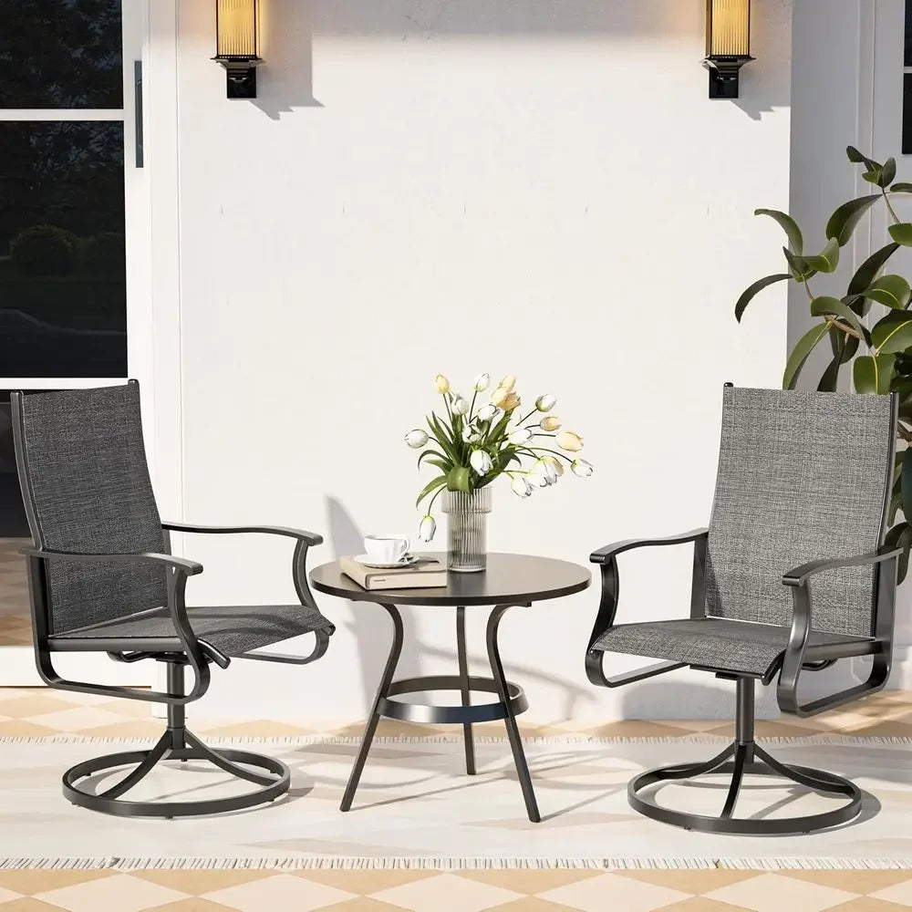 2-Piece All-Weather Swivel Rocker Patio Chairs with Textilene Mesh and Rust-Resistant Steel,.
