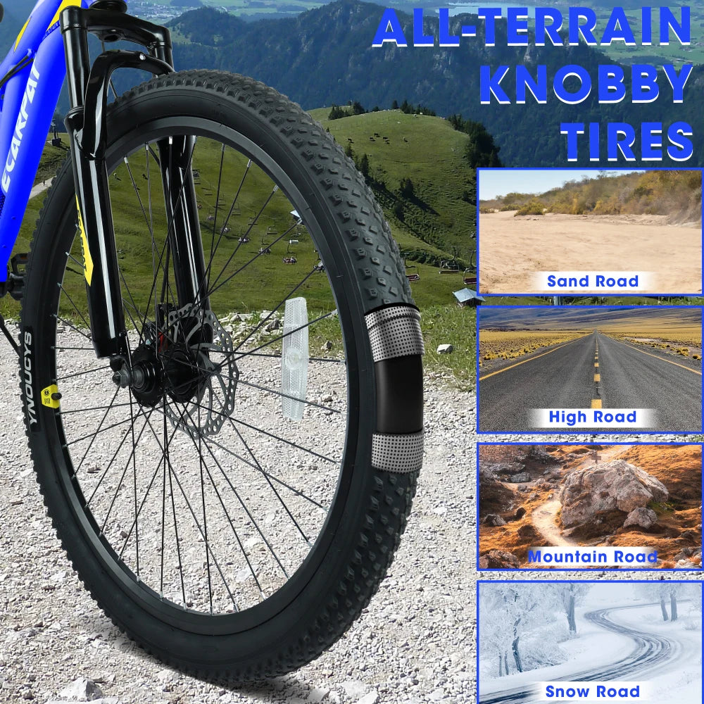 26 Inch Mountain Bike with 21-Speeds & Full Suspension Steel Frame, Alloy Rims, Disc Brakes For All Terrains,.