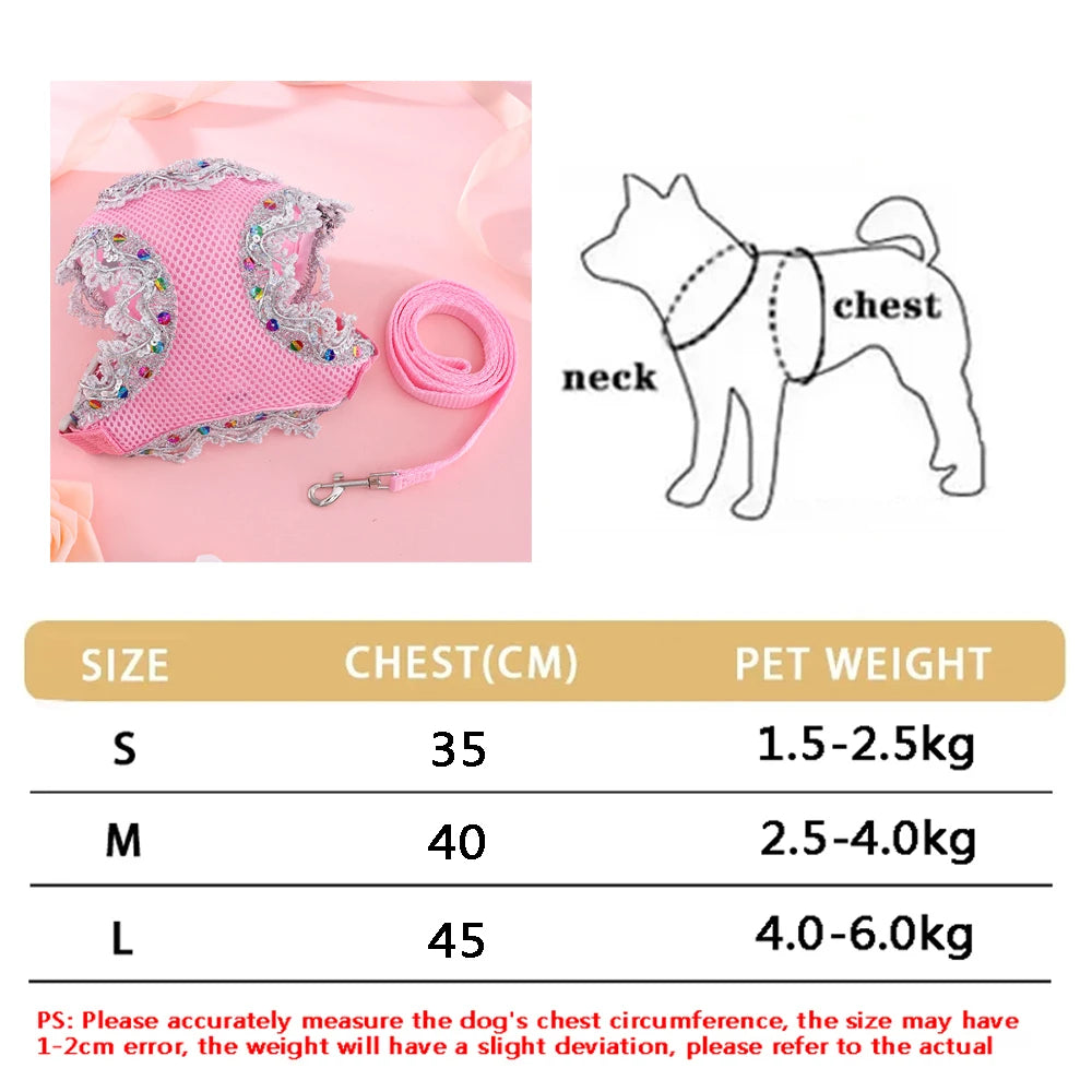New Breathable Cute Cat Harness Set Butterfly Small Dog Harness.