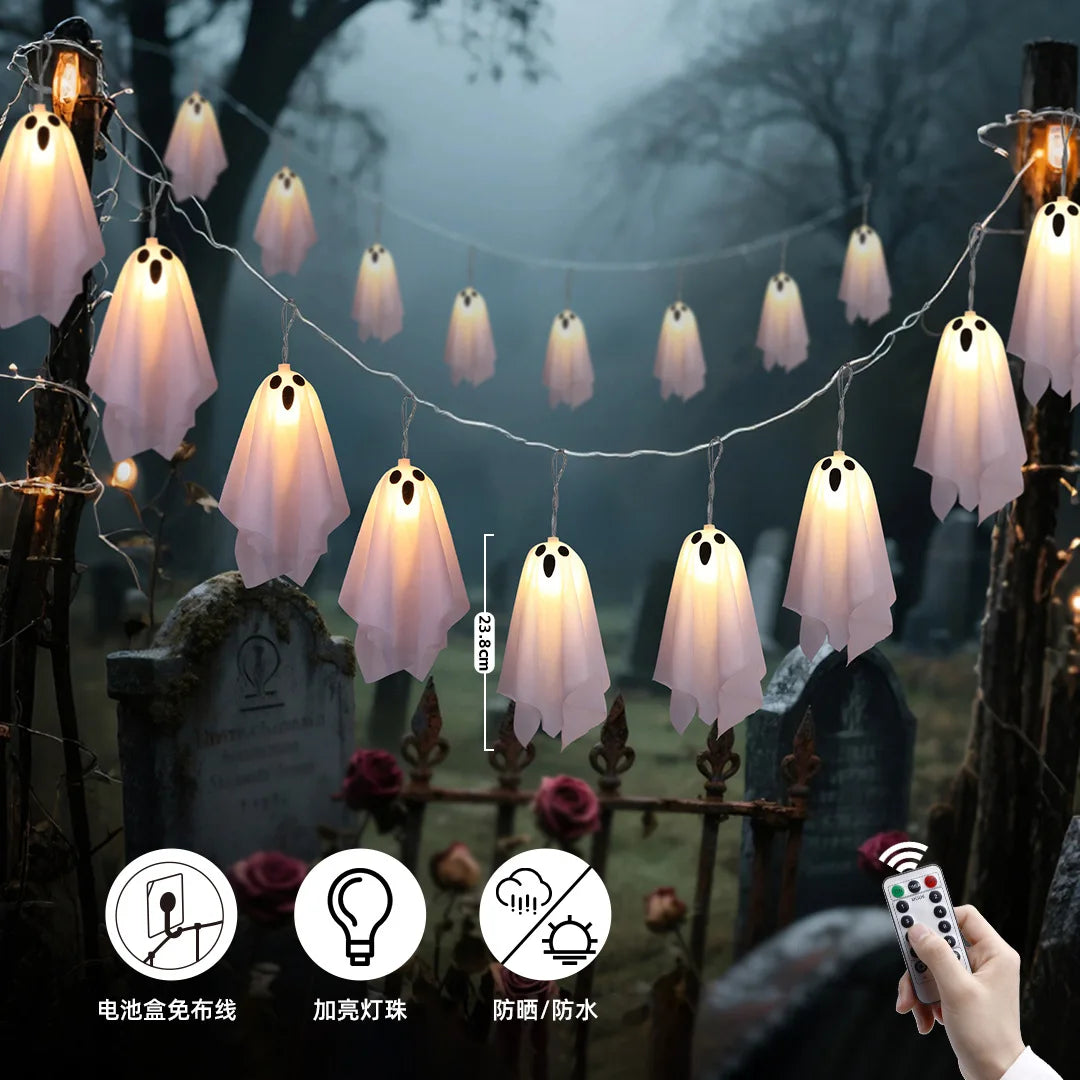 10-Pack Hanging Ghost Halloween Decorations.  Solar Halloweens Lights For Outside Decor,.