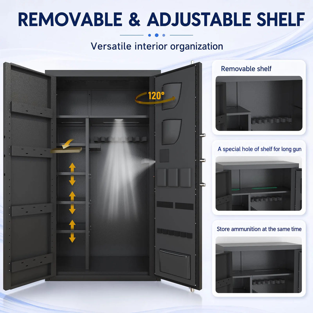 35-40 Large Unassembled Gun Safe for Rifles and Pistols, Biometric Fingerprint Gun Safe with LCD Keypad