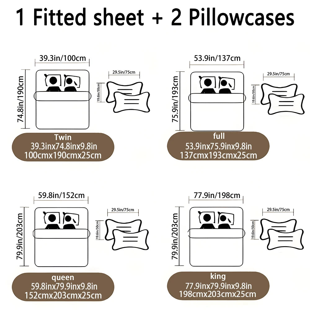 3Piece Bed Sheet Set Printing . Soft Comfort Microfiber Deep Pocket Twin Full Queen King