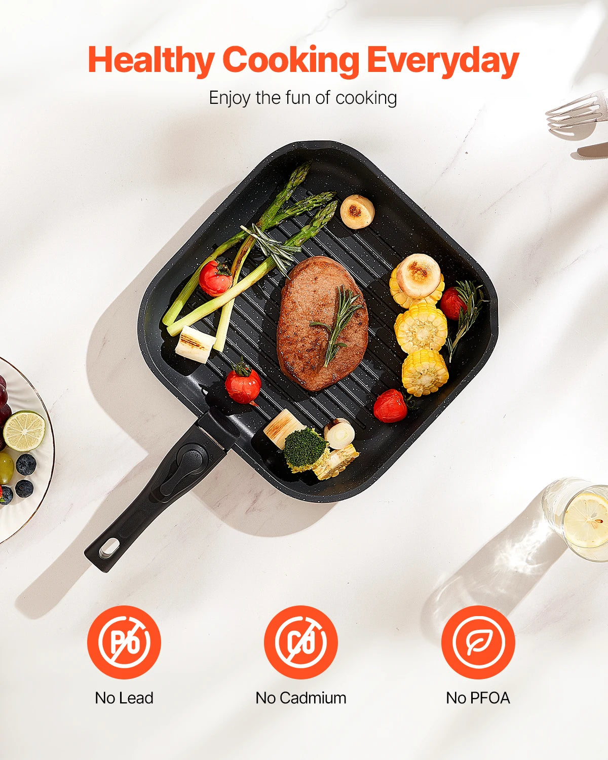 17 Pcs Nonstick Cookware Set Granite Pots and Pans Set Induction  Kitchen Cooking Set w/Frying Sauce Sauté Pan